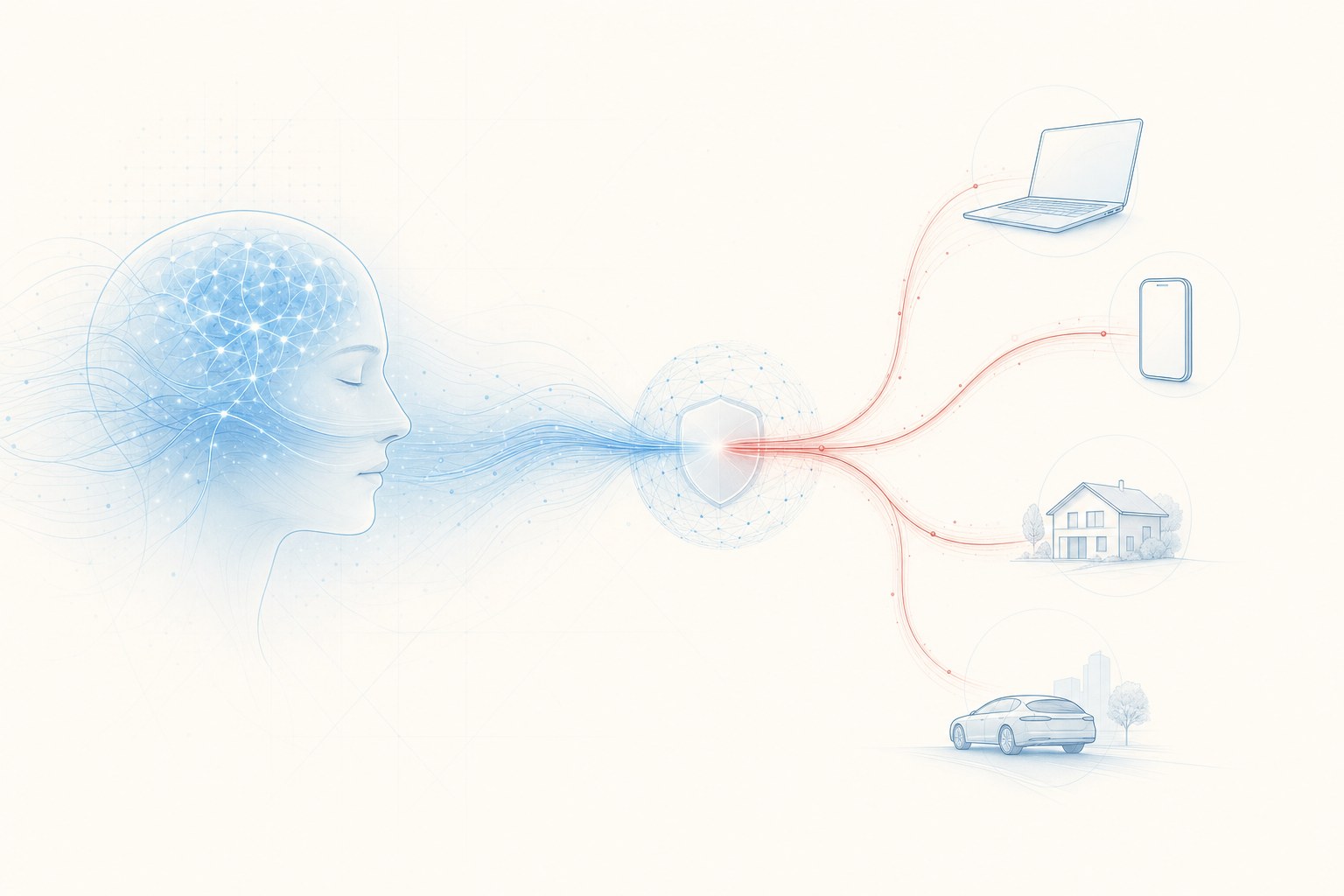 Neural mesh connecting to secured devices